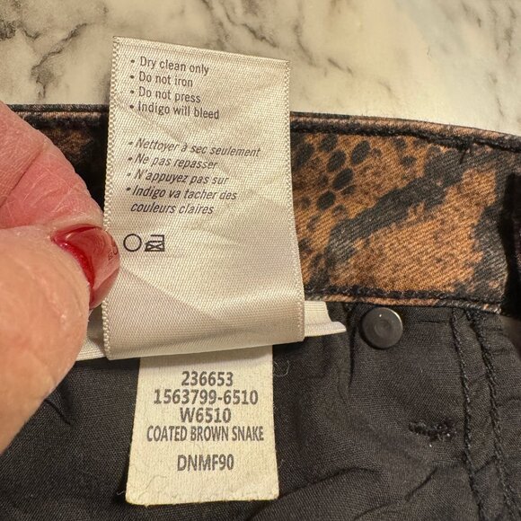 PAIGE Hoxton Ultra Skinny Coated Brown Snake Print Jeans Sz. 27 - Picture 6 of 12